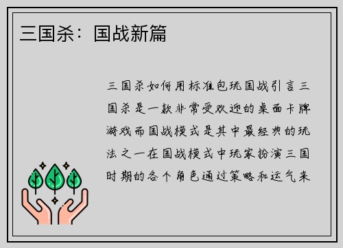 三国杀：国战新篇